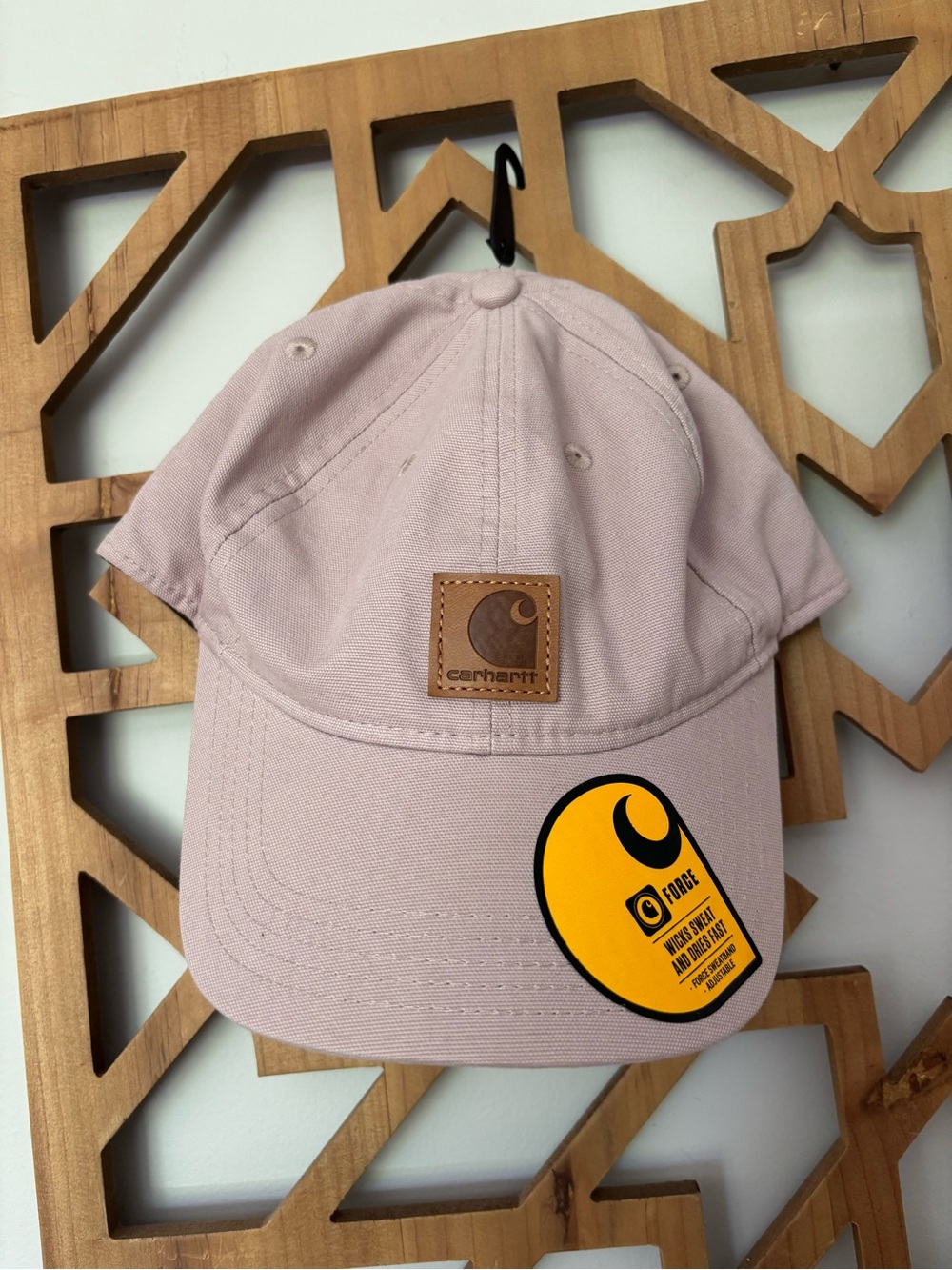 Carhartt Light Pink Canvas Baseball Cap with Leather Logo Patch